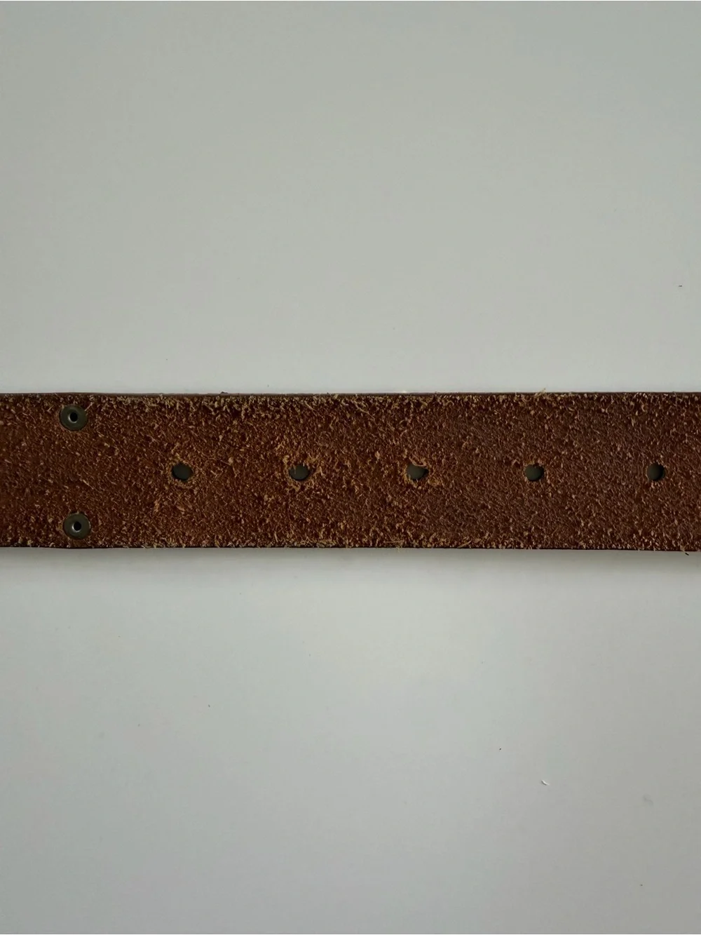Brown Genuine Leather Studded Belt Hammered Silver-Tone Buckle 42”
